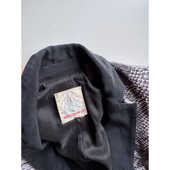 REBECCA TAYLOR Grey Python Snake Print Silk Crepe Peplum Blazer, Size 2 - Picture 12 of 14